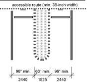 plan showing an accessible parking space for cars