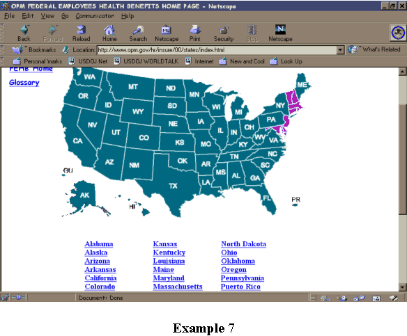 screen shot of web page with image map