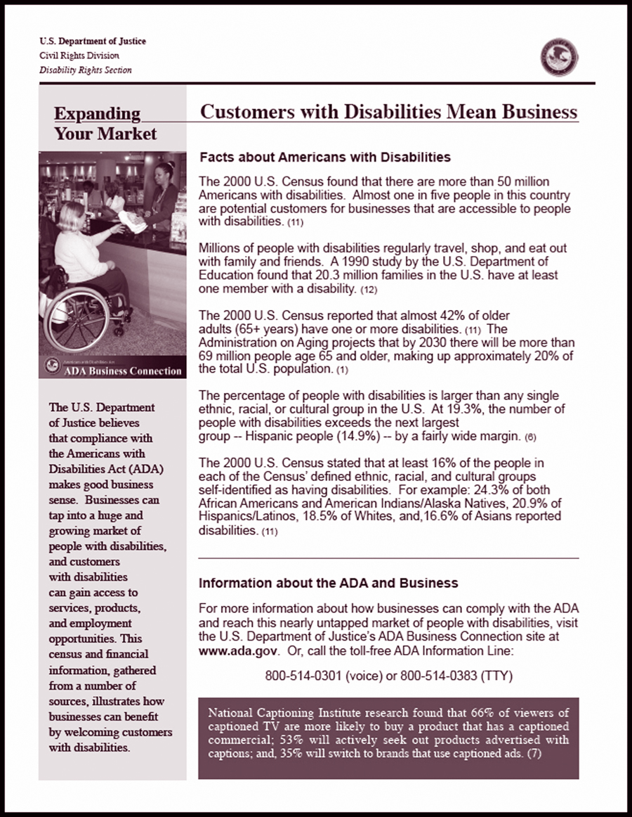 Photo of newsletter page Customers with Disabilities Mean Business