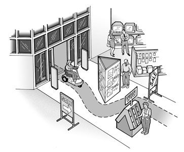 Illustration:  Accessible route into a retail establishment