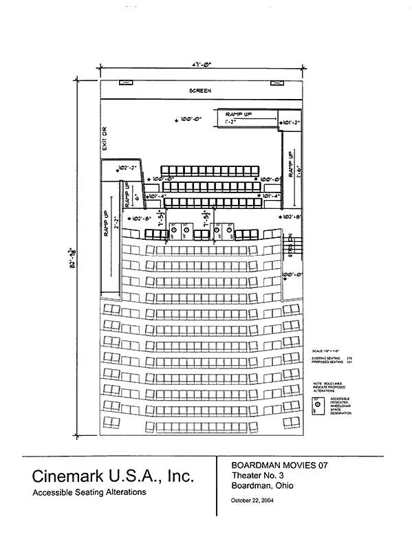 Seating plan for Boardman Movies 7, Boardman, Ohio, Auditorium 3.
