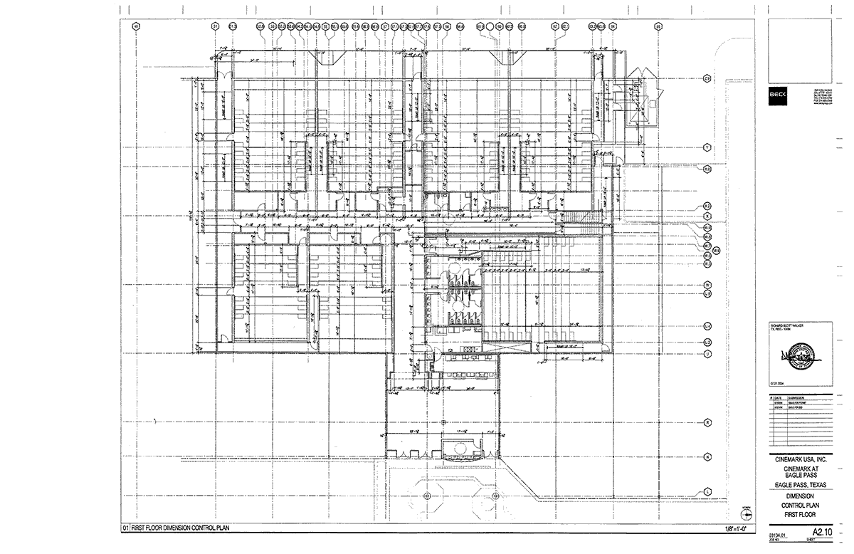 First floor plan for Cinemark 7, Eagle Pass, Texas.