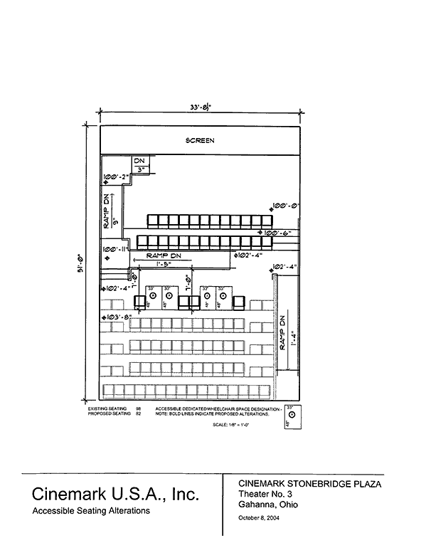 Seating plan for Cinemark Stonebridge Plaza, Gahanna, Ohio, Auditorium 3.