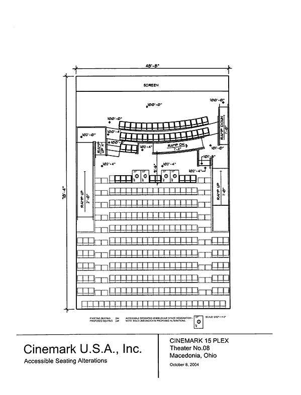 Seating plan for Cinemark 15, Macedonia, Ohio, Auditorium 8.