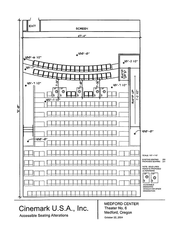 Seating plan of Medford Center, Medford, Oregon, Auditorium 6.
