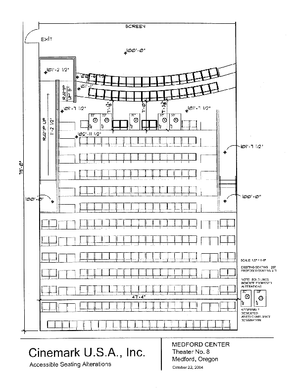 Seating plan of Medford Center, Medford, Oregon, Auditorium 8.