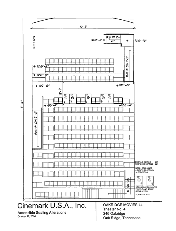 Seating plan for Oak Ridge Movies 14, Oak Ridge, Tennessee, Auditorium 4.