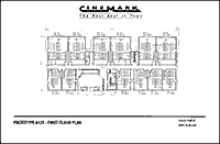 First floor plan for a prototypical 12-auditoria theater complex which consists of “type A” and “type B” auditoria.
