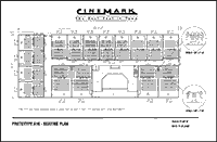 Seating plan for a prototypical 16-auditoria theater complex which consists “type C”, “type D”, and “type E” auditoria. 