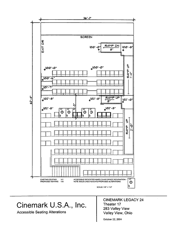 Seating plan for Cinemark Legacy 24, Valley View, Ohio, Auditorium 17.