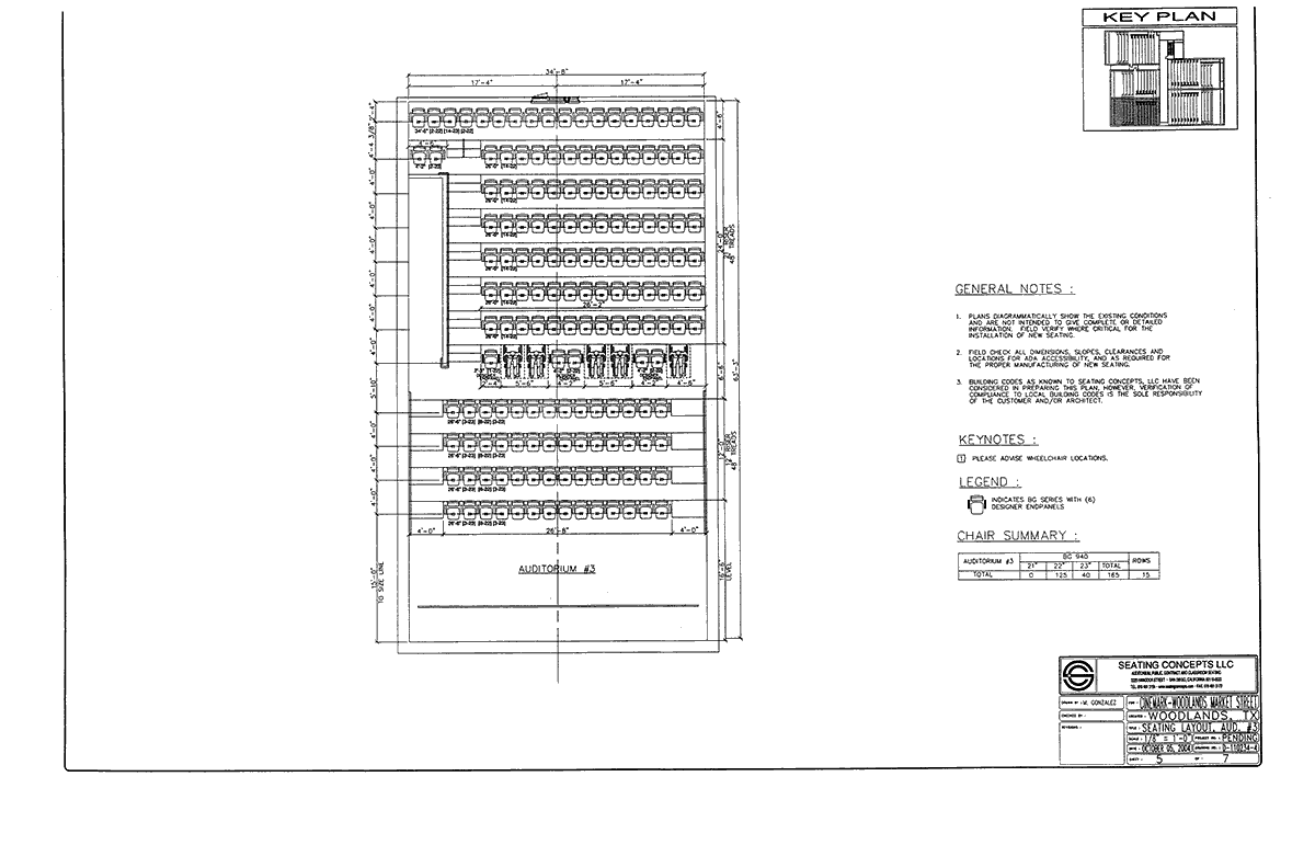 Seating plan for Cinemark 5, Woodlands, Texas, Auditorium 3.