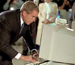 President George W. Bush using accessible computer