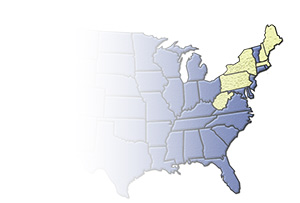 A Map of the USA highlighting the states that have Optima gas stations
