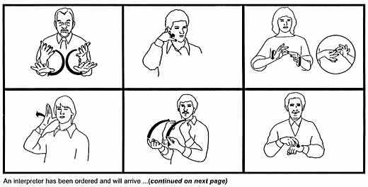 pictograms of figures using sign language for hospital communication