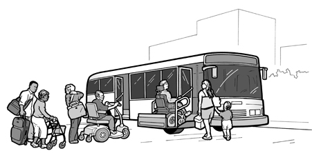 image of people with disabilities boarding a bus