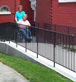 photo of Joseph Bragg and Mrs. Bragg on new ramp