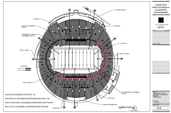 Sample Architectural Plans Showing Locations of Wheelchair Spaces in the Stadium Bowl
