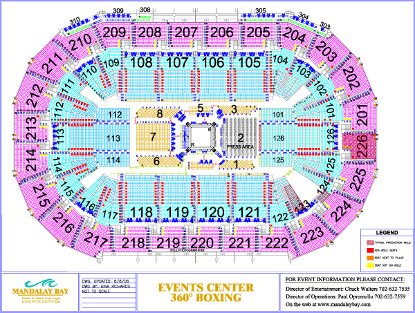 Seating plan of Mandalay Bay Events Center in the 360