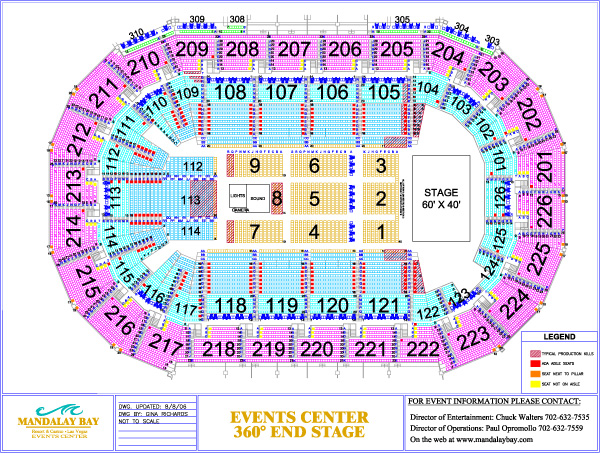 Seating plan of Events Center in the 360