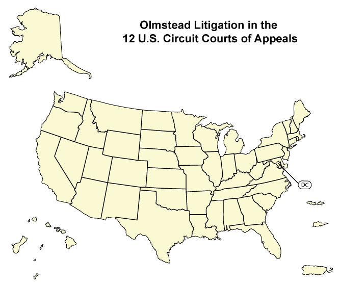 Map of 12 Regional U.S. Circuit Courts of Appeals, with links to Olmstead Cases