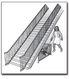 a fence installed below an overhead stair
