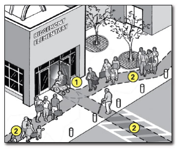 illustration showing emergency shelter entrance