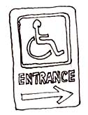 Directional signage should be used to show direction to the accessible route, accessible entrance, and voting area
